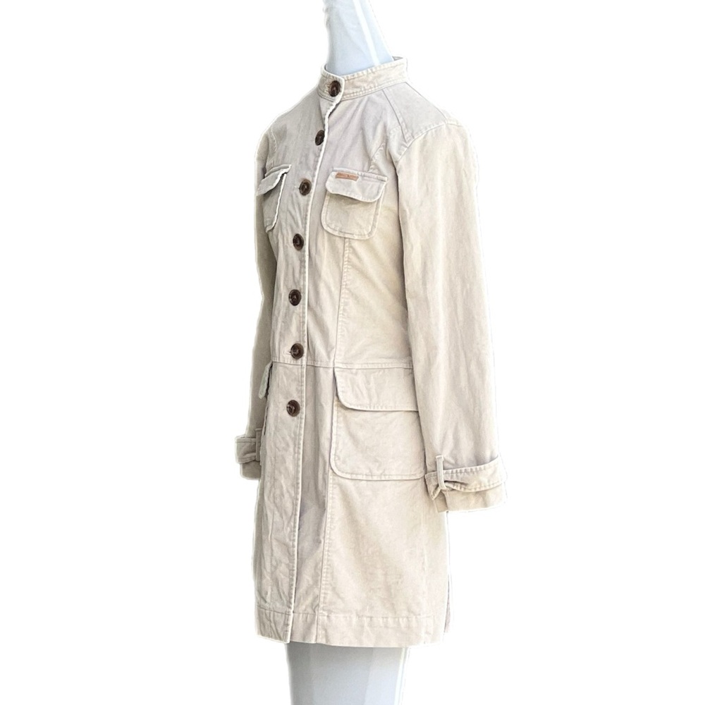 Tommy Jeans Vintage Velvet Trench Coat Khaki Cream Med Cute Great Condition - Picture 3 of 14